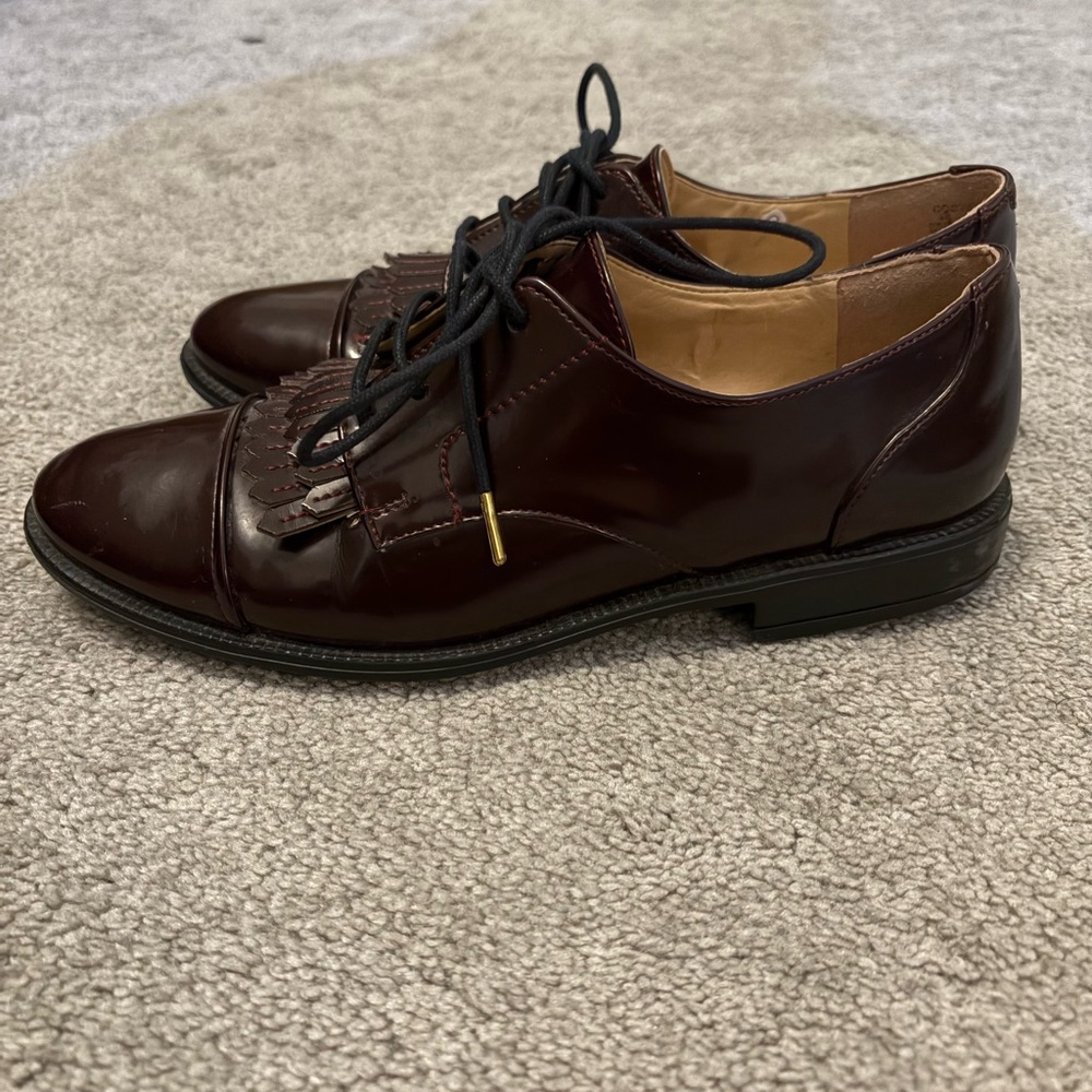 Burgundy Leather Oxford Shoes - Picture 3 of 4